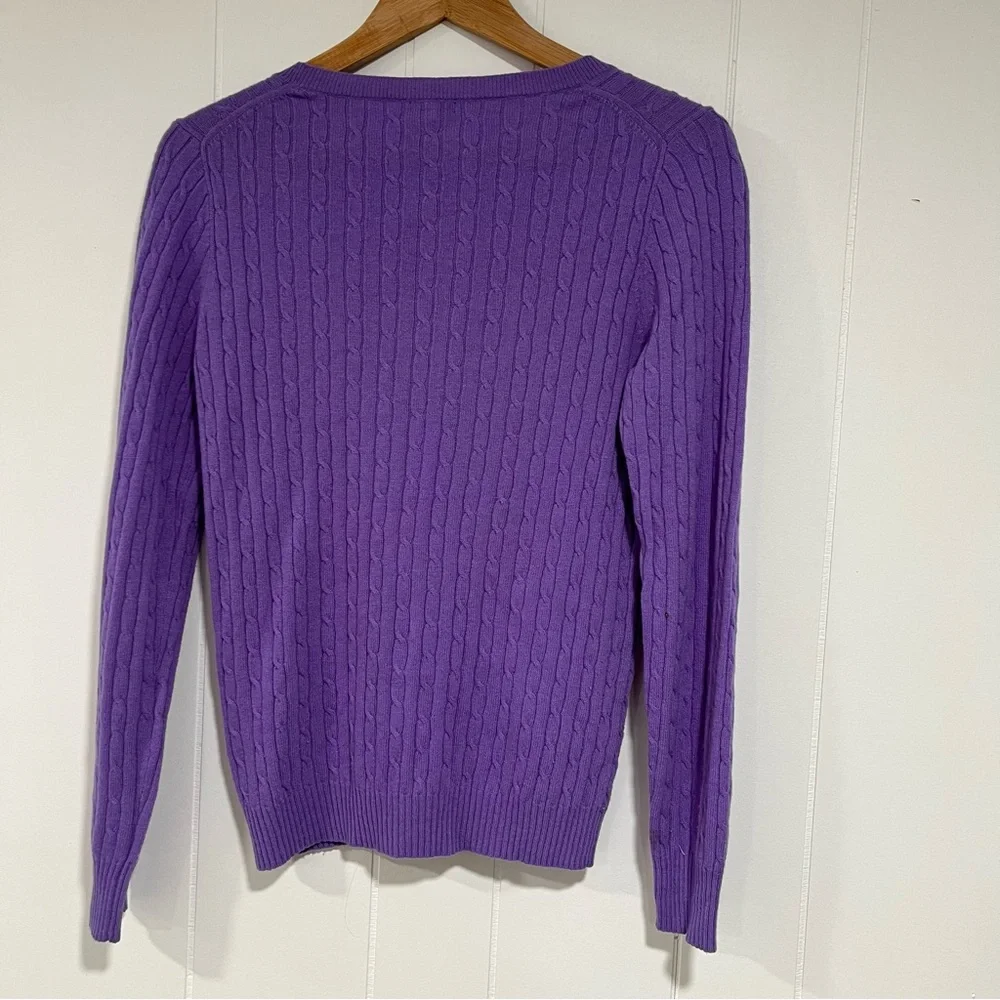 J.‎ Crew Womens Purple Cable-knit Crewneck Sweater Size M